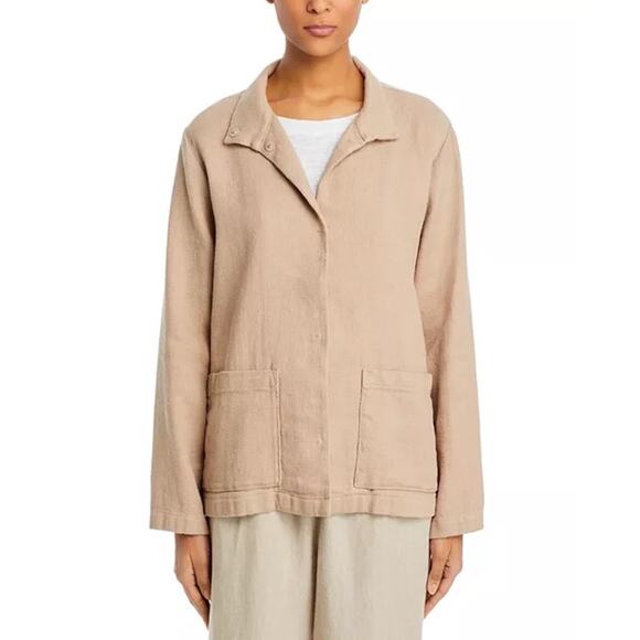 EILEEN FISHER NWT Stand Collar Organic Linen & Cotton Jacket Size XL $328 MSPR - Picture 3 of 12
